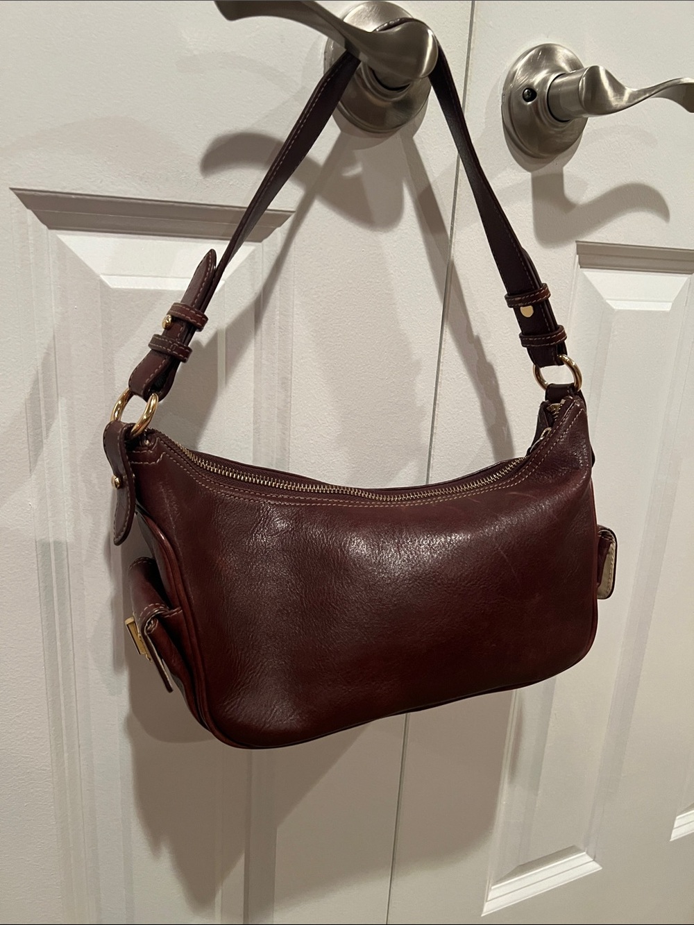 Ralph Lauren Dark Brown Leather Hobo Shoulder Bag